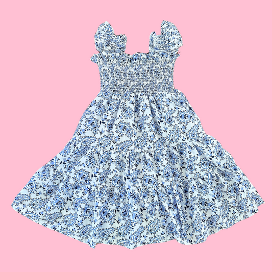 Blue Paisley Girl Dress