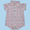 Pink and Blue Floral Polo Onesie