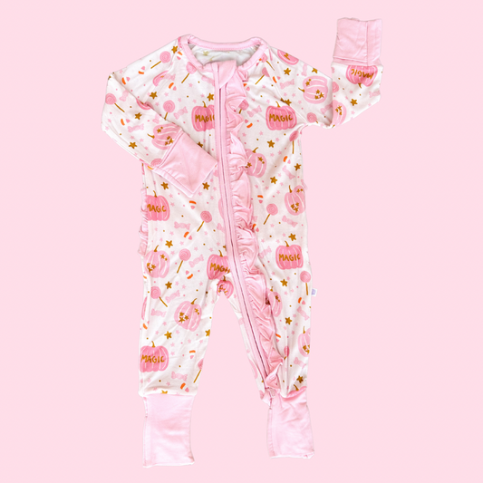 Magical Pumpkin Ruffle Romper (FINAL SALE)