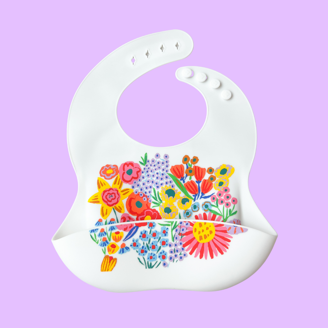 Louie Floral Silicone Bib