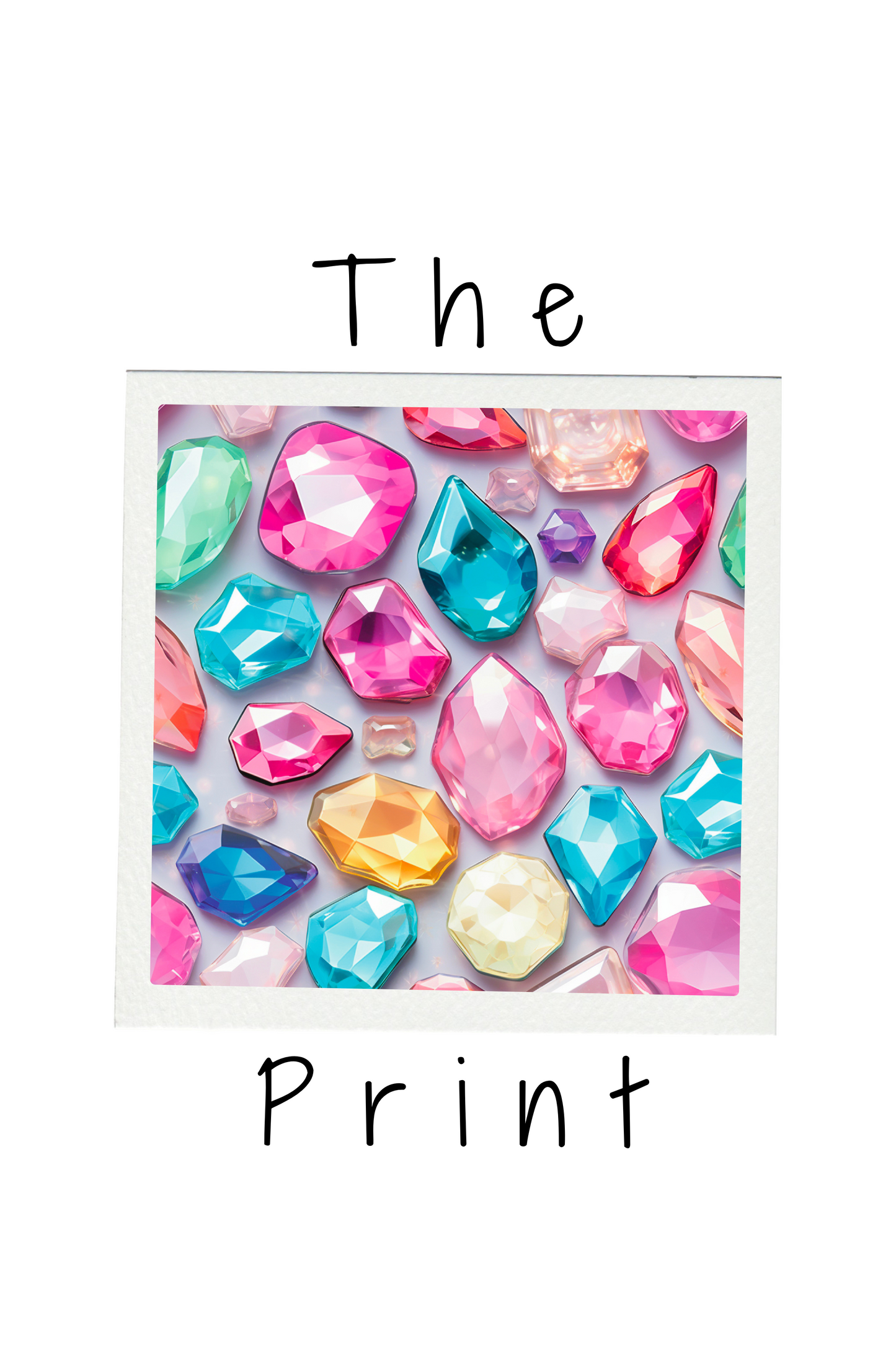 Colorful gemstones with 'The Print' text overlay