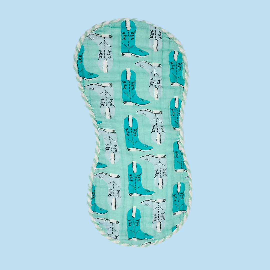 Green Boots Muslin Burp Cloth