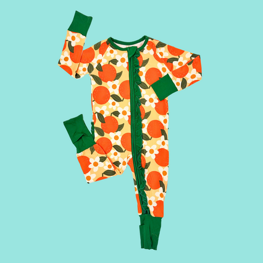 Tangerine Premium Ruffle Romper (FINAL SALE)