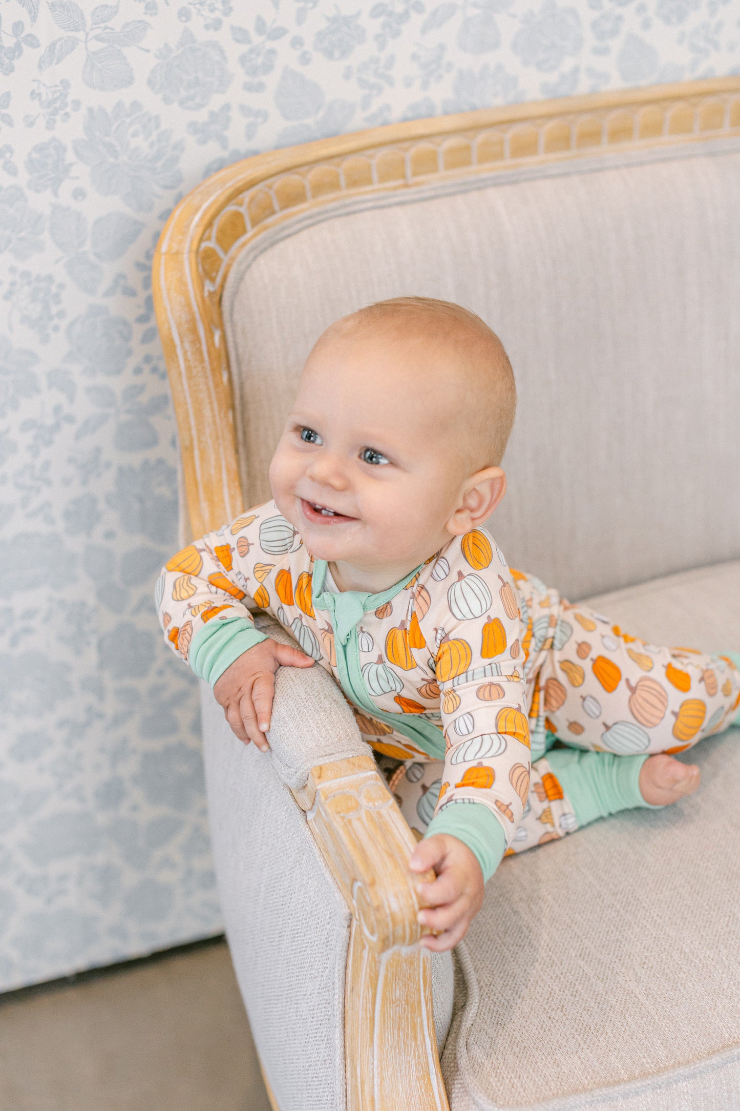 Orange Pumpkins Premium Zipper Romper