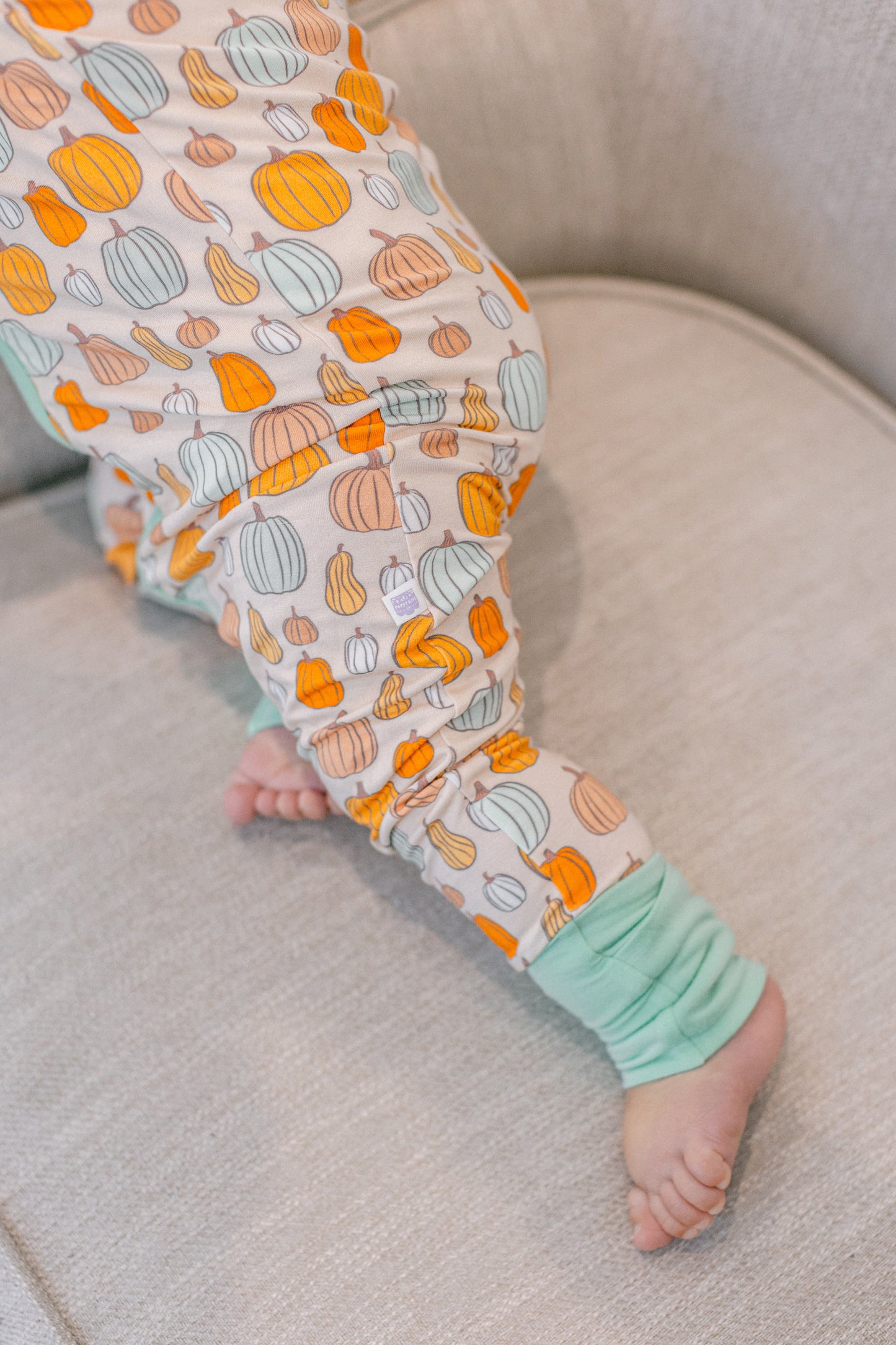 Orange Pumpkins Premium Zipper Romper