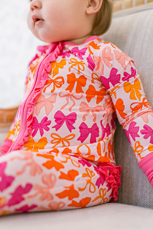 Fall Bows Premium Ruffle Romper