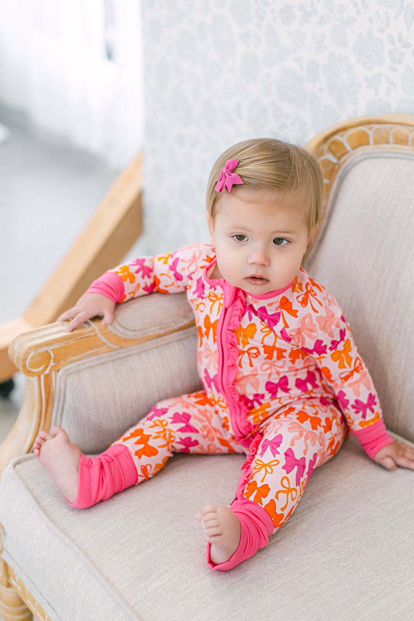 Fall Bows Premium Ruffle Romper