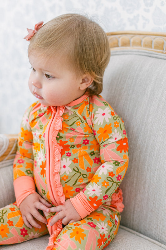 Fall Flowers Premium Ruffle Romper