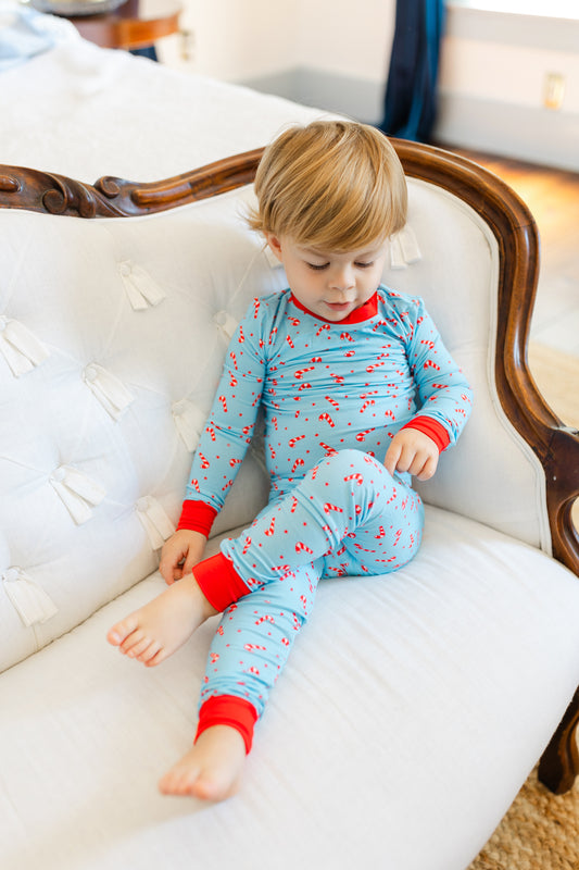 Blue Candy Cane PJ Set