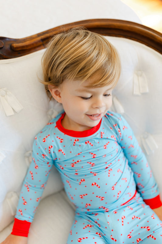 Blue Candy Cane PJ Set