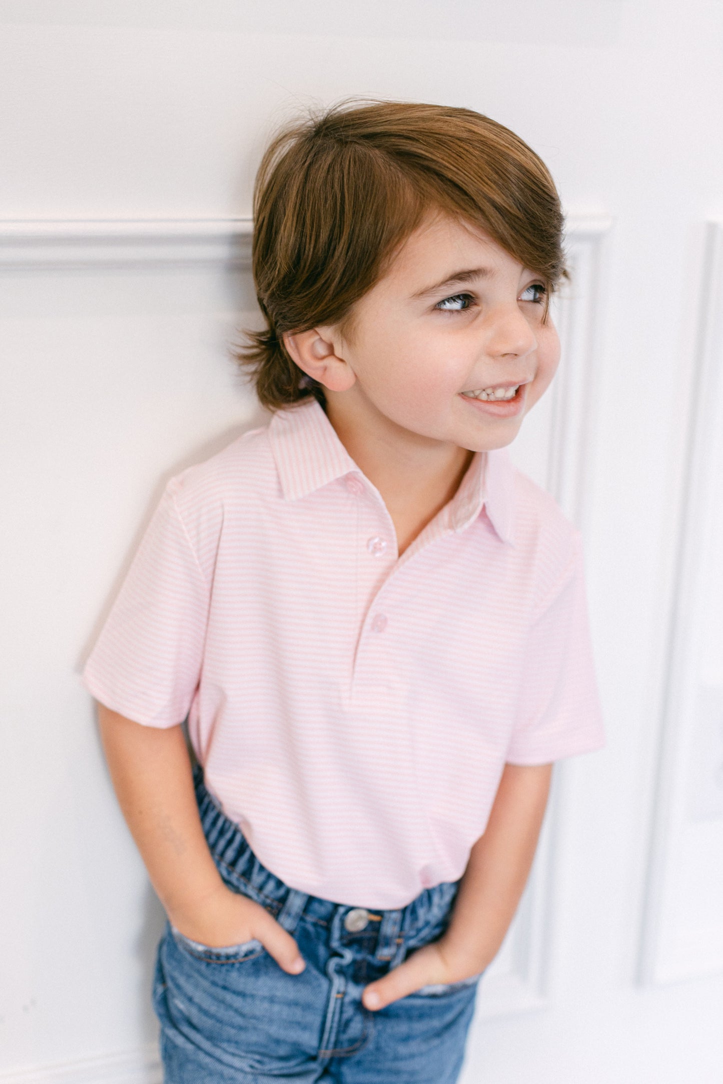 Pink Stripe Boys' Polo (FINAL SALE)