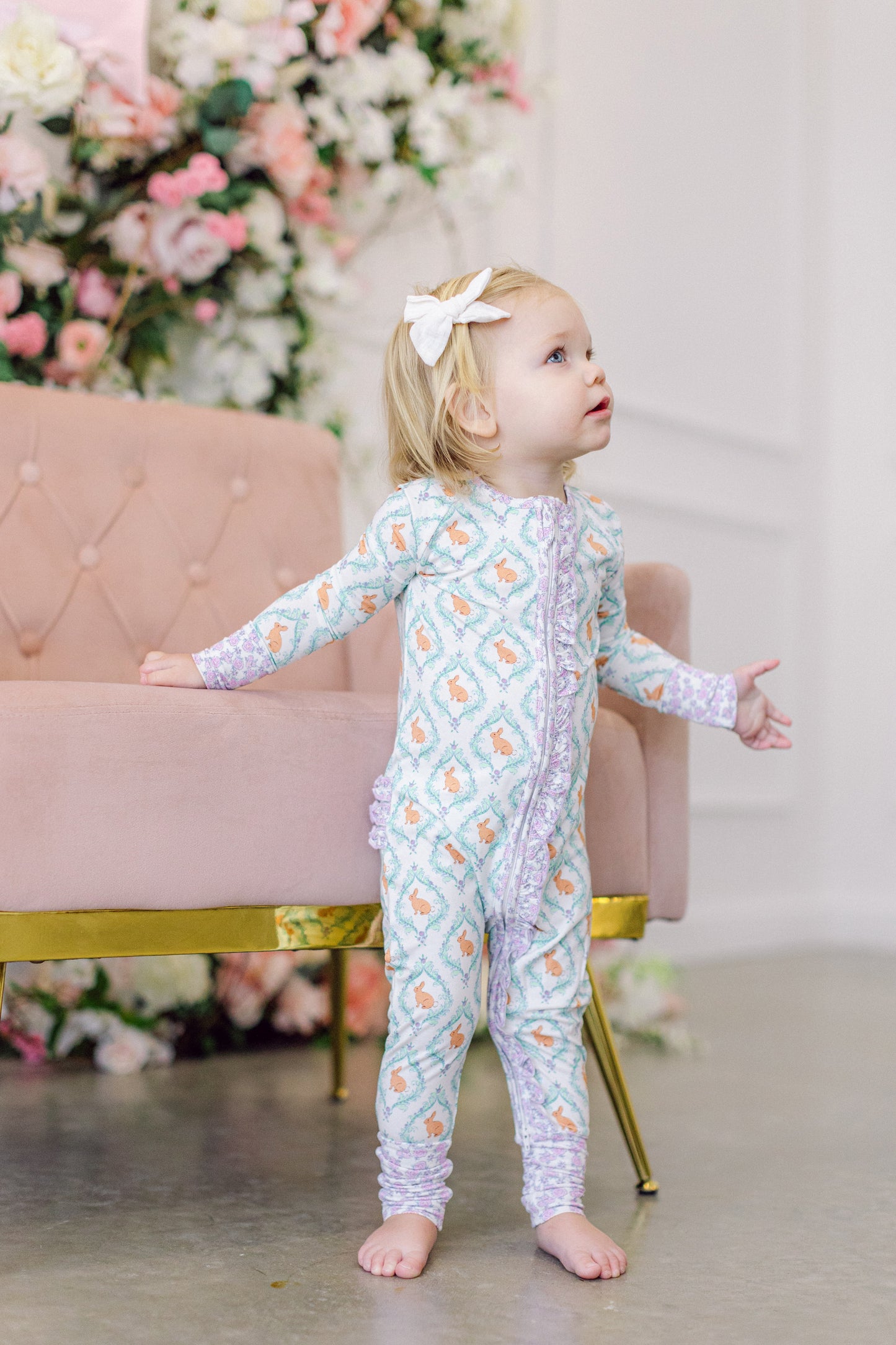 Floral Bunny Premium Ruffle Romper (FINAL SALE)