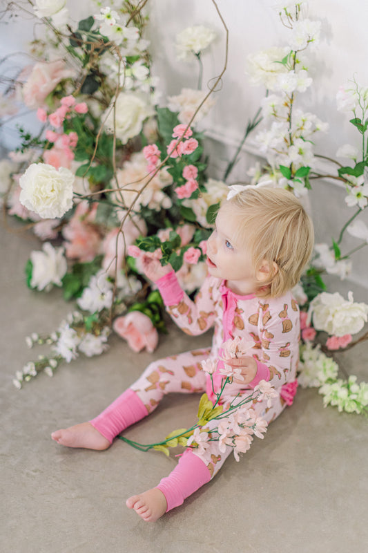 Pink Chocolate Bunny Premium Ruffle Romper (FINAL SALE)