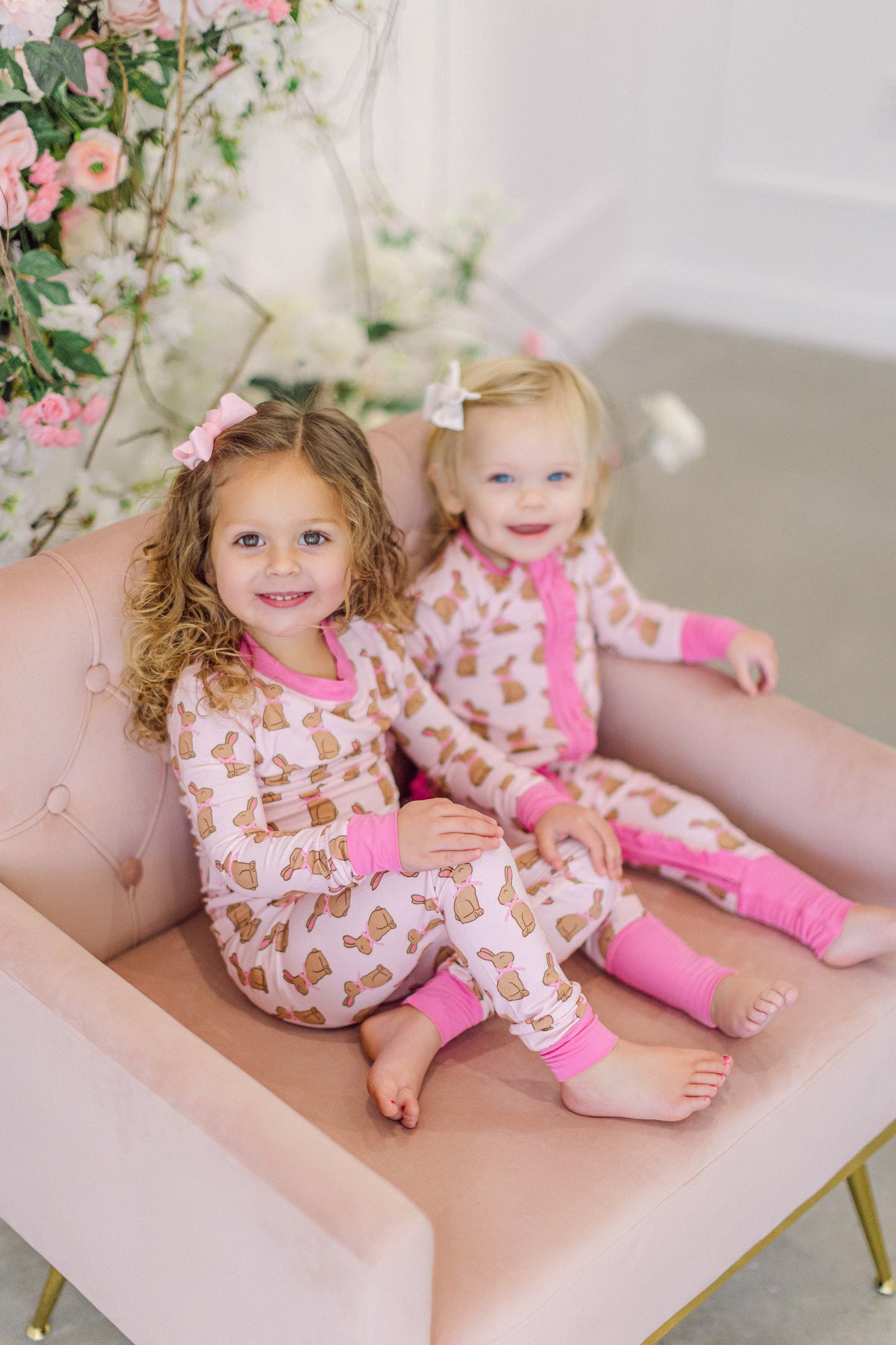 Pink Chocolate Bunny Premium Ruffle Romper (FINAL SALE)