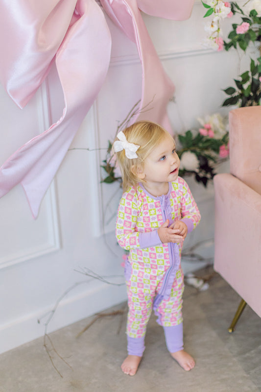 Floral Spring Check Premium Ruffle Romper (FINAL SALE)