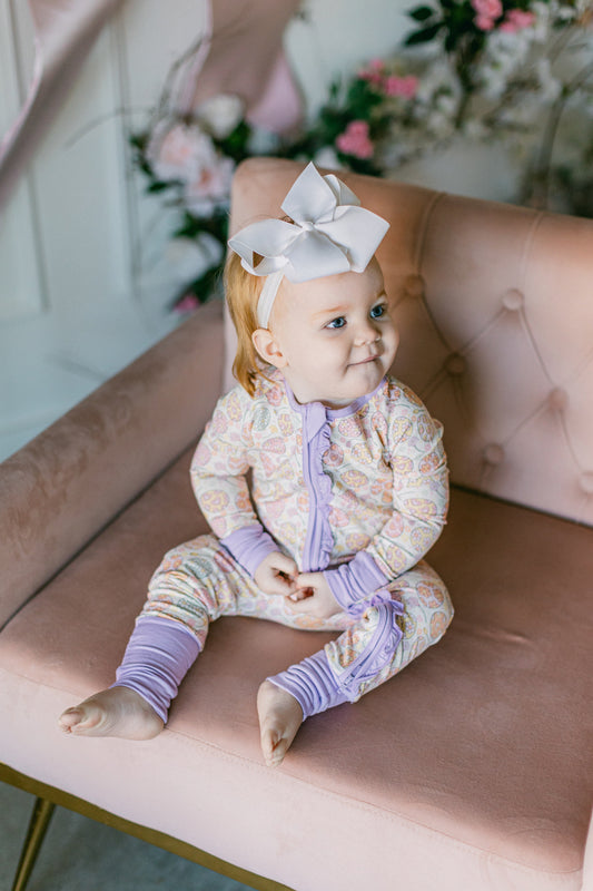 Floral Easter Egg Premium Ruffle Romper (FINAL SALE)