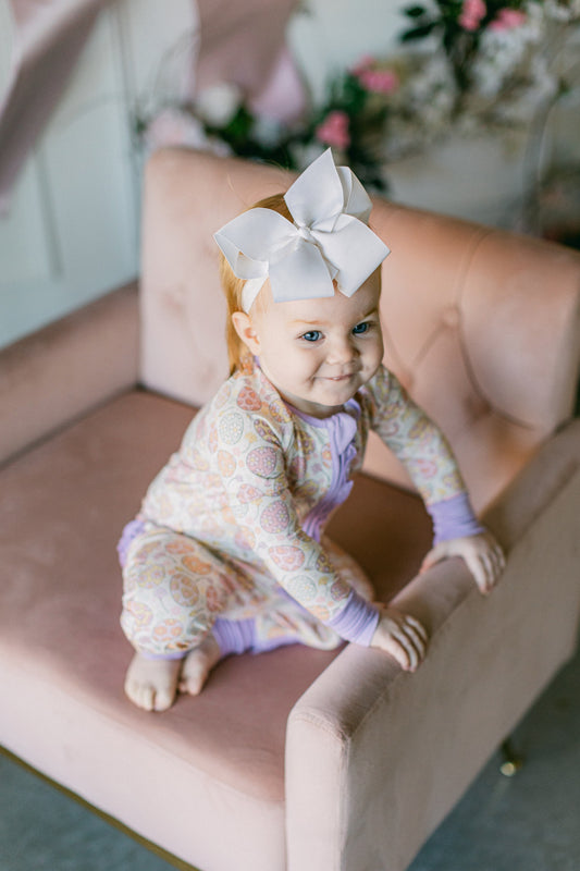 Floral Easter Egg Premium Ruffle Romper (FINAL SALE)