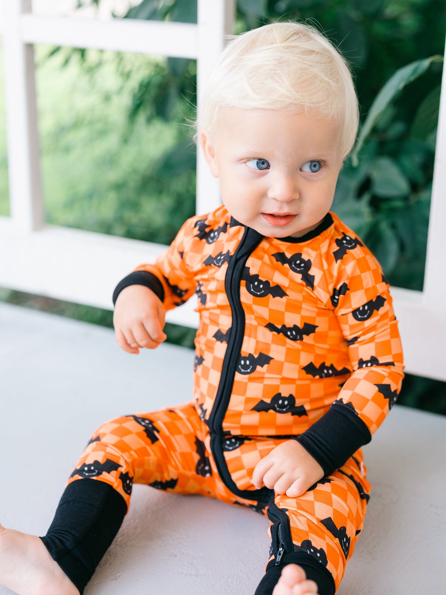 Batty Check Premium Zipper Romper