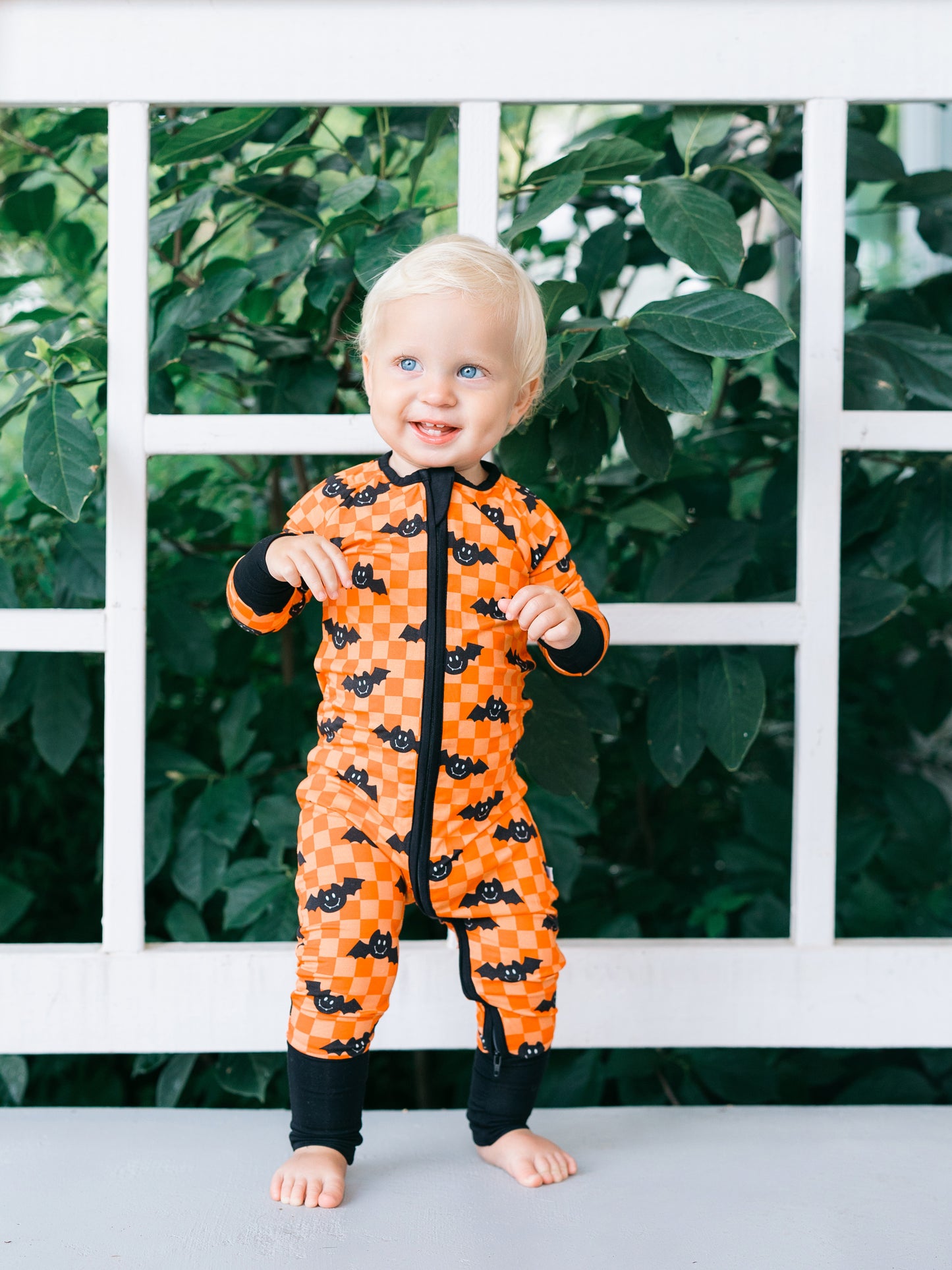 Batty Check Premium Zipper Romper