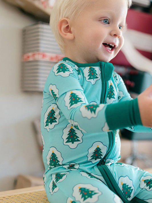 green starry tree bamboo pajamas