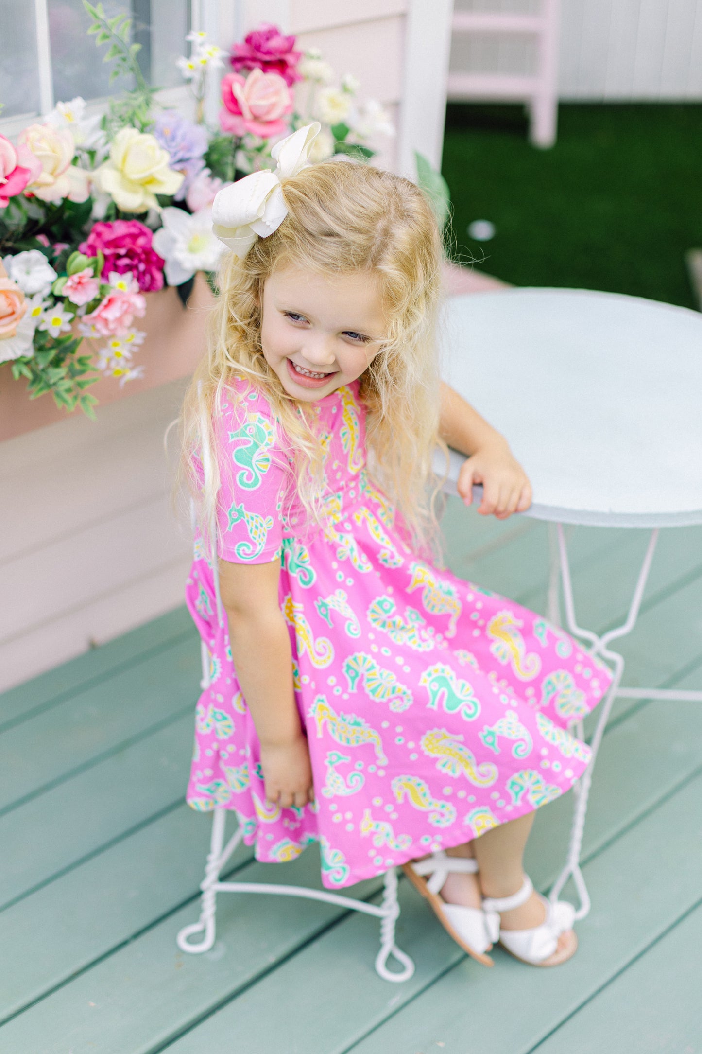 Pink Seahorse Twirl Dress (FINAL SALE)