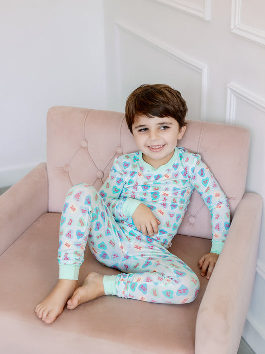 Blue Convo Hearts PJ Set