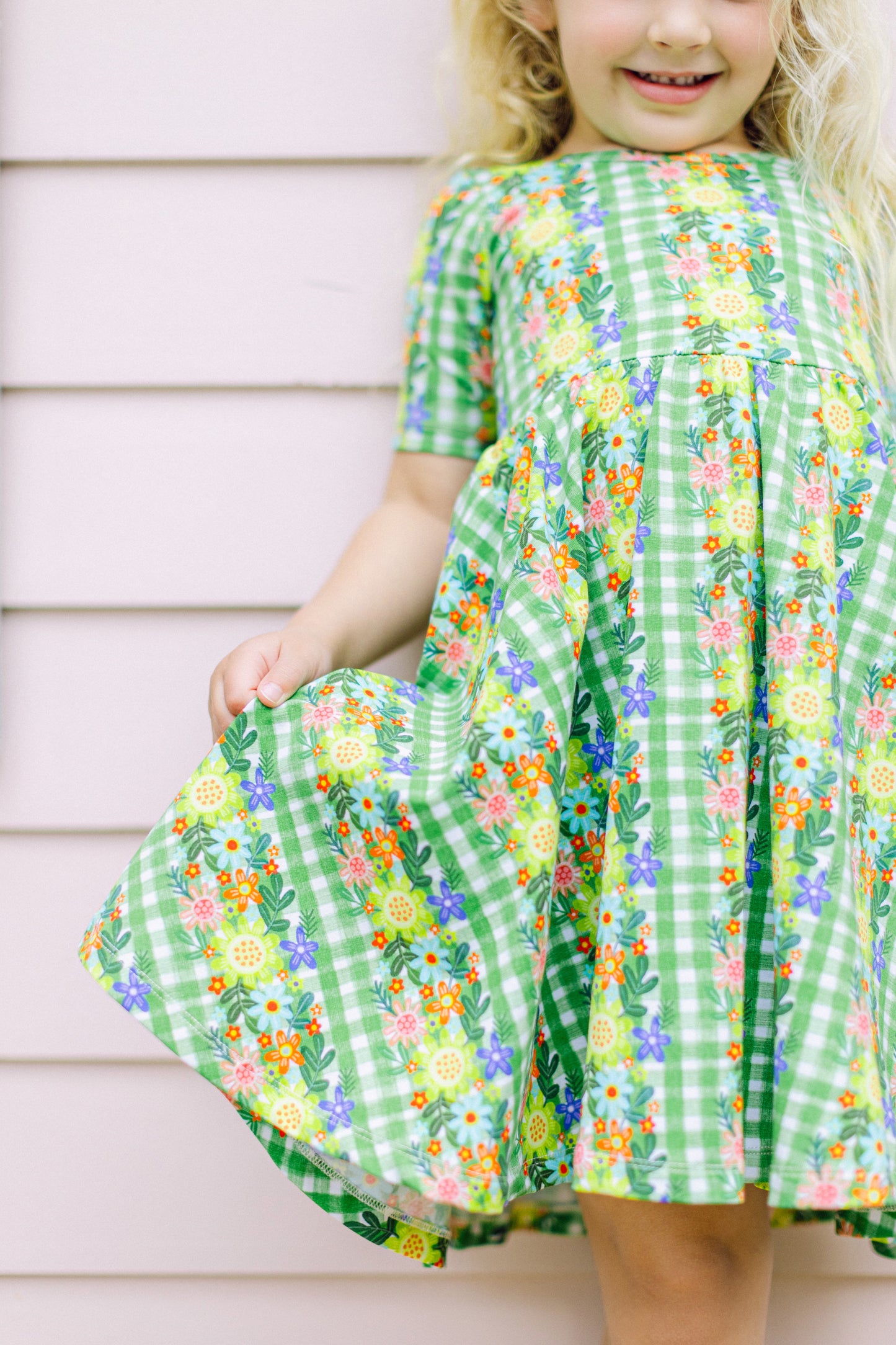 Green Floral Twirl Dress (FINAL SALE)