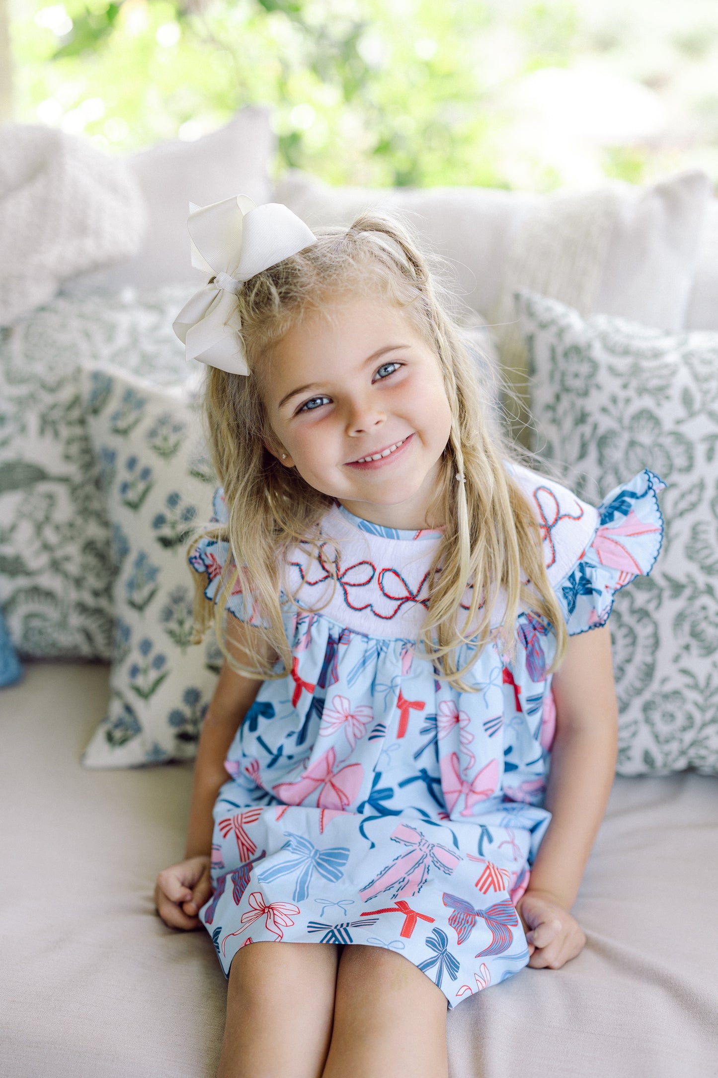 Blue Patriotic Bows Dress (FINAL SALE)