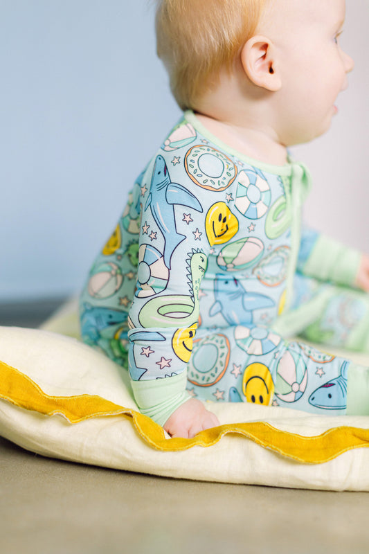 Pool Day Premium Zipper Romper (FINAL SALE)