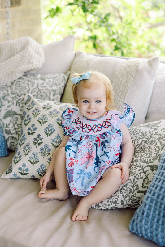 Blue Patriotic Bows Diaper Cover Set (FINAL SALE)