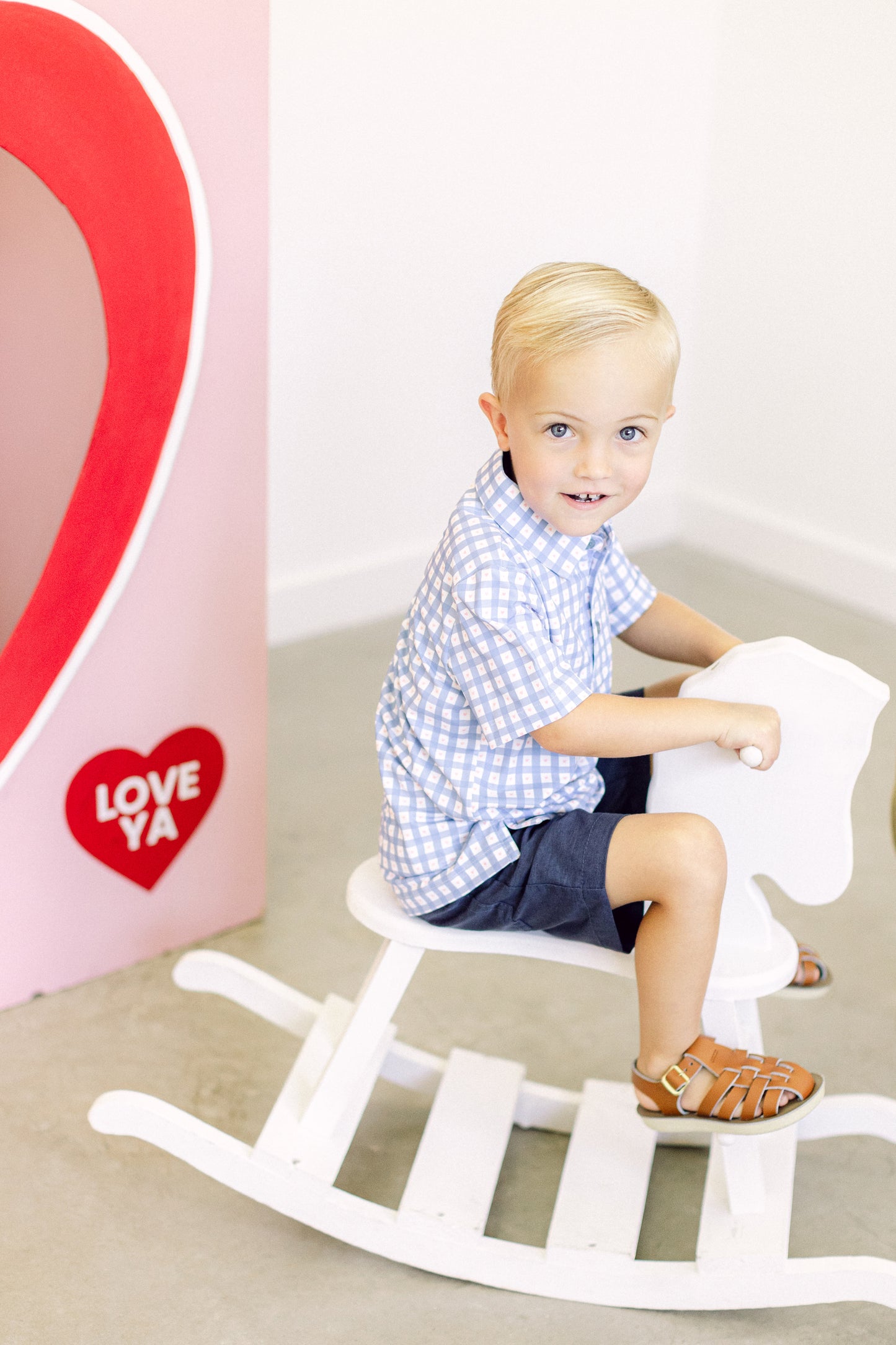 Blue Heart Check Boys' Polo (FINAL SALE)