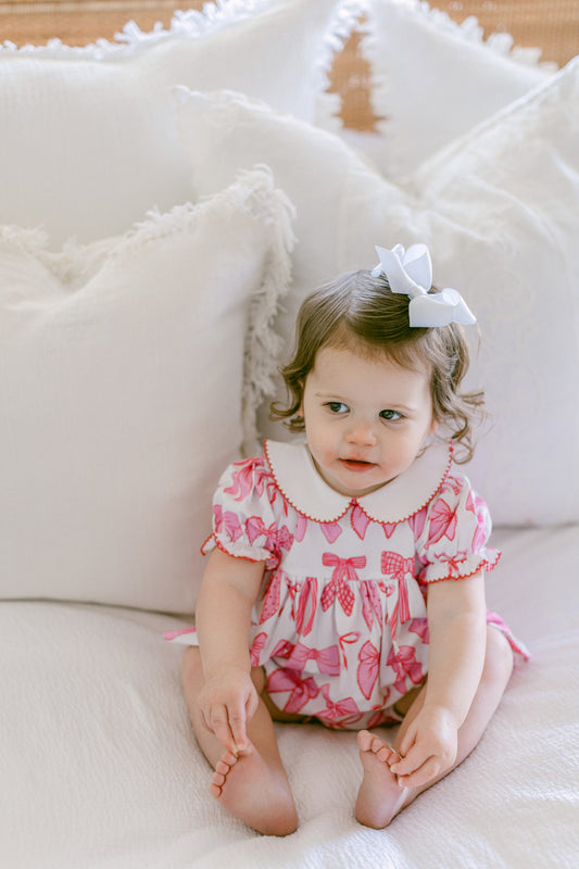 Pink Bows Knit Diaper Cover Set