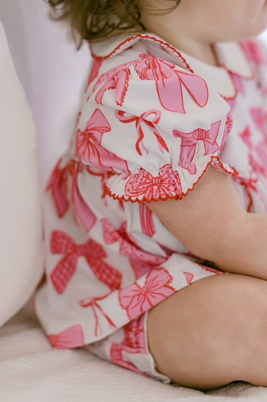 Pink Bows Knit Diaper Cover Set