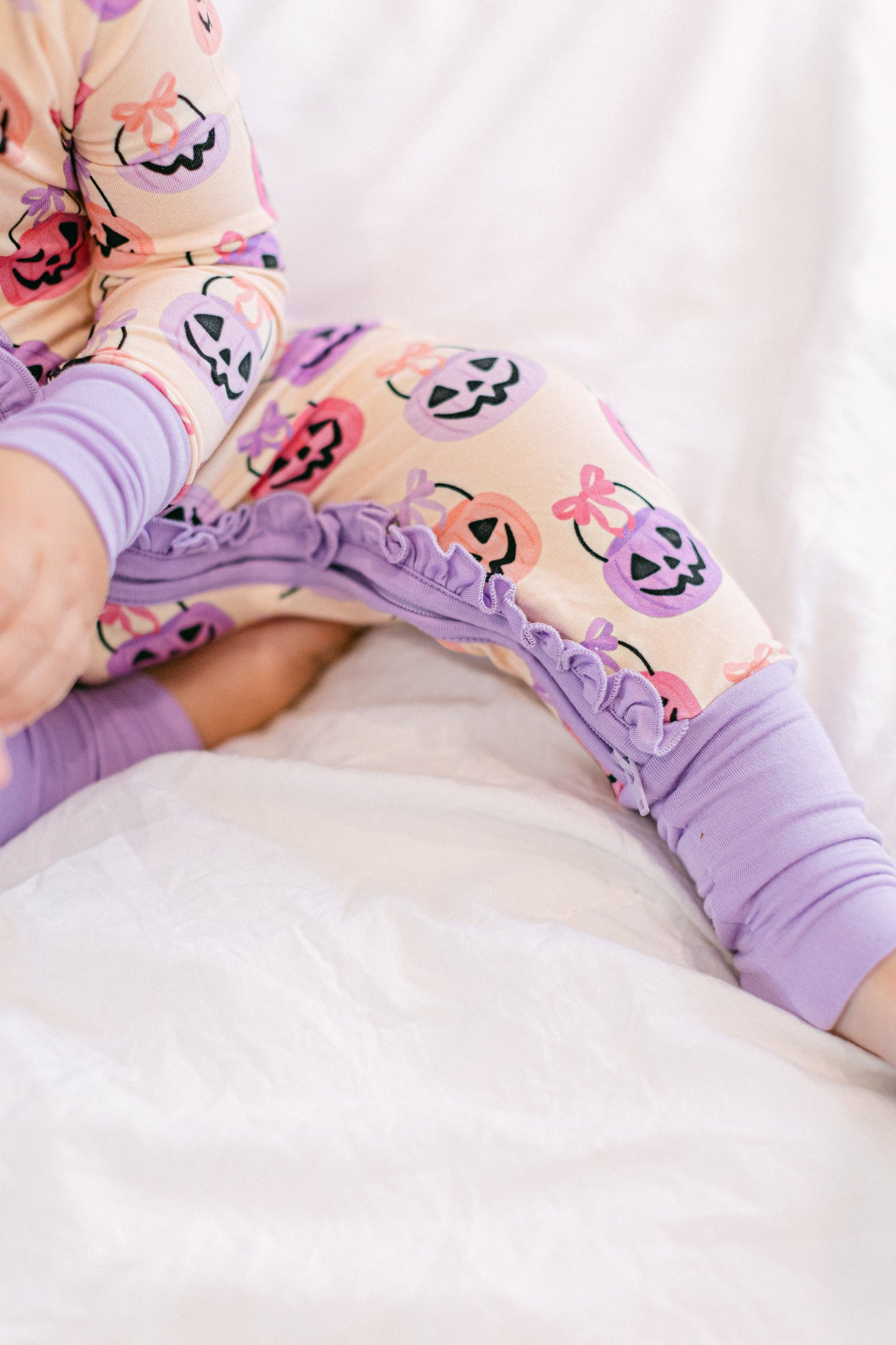 Pink Halloween Bucket Premium Ruffle Romper