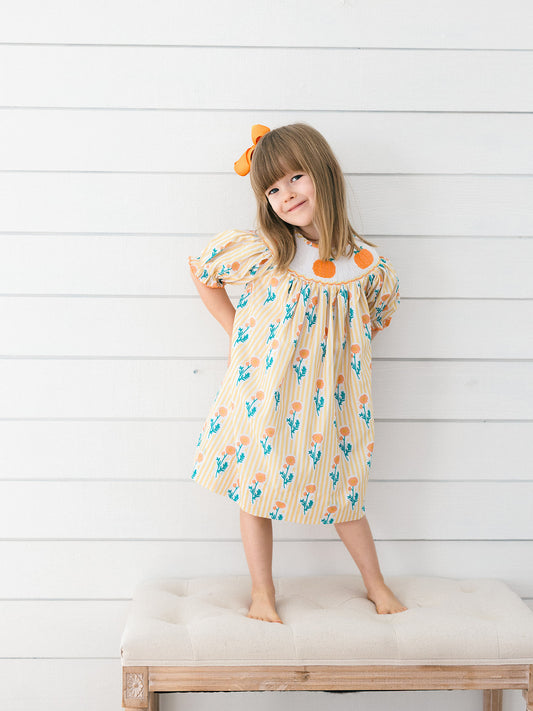 Perfect smocked dress for pumpkin patches, fall festivals, family photos and school photos