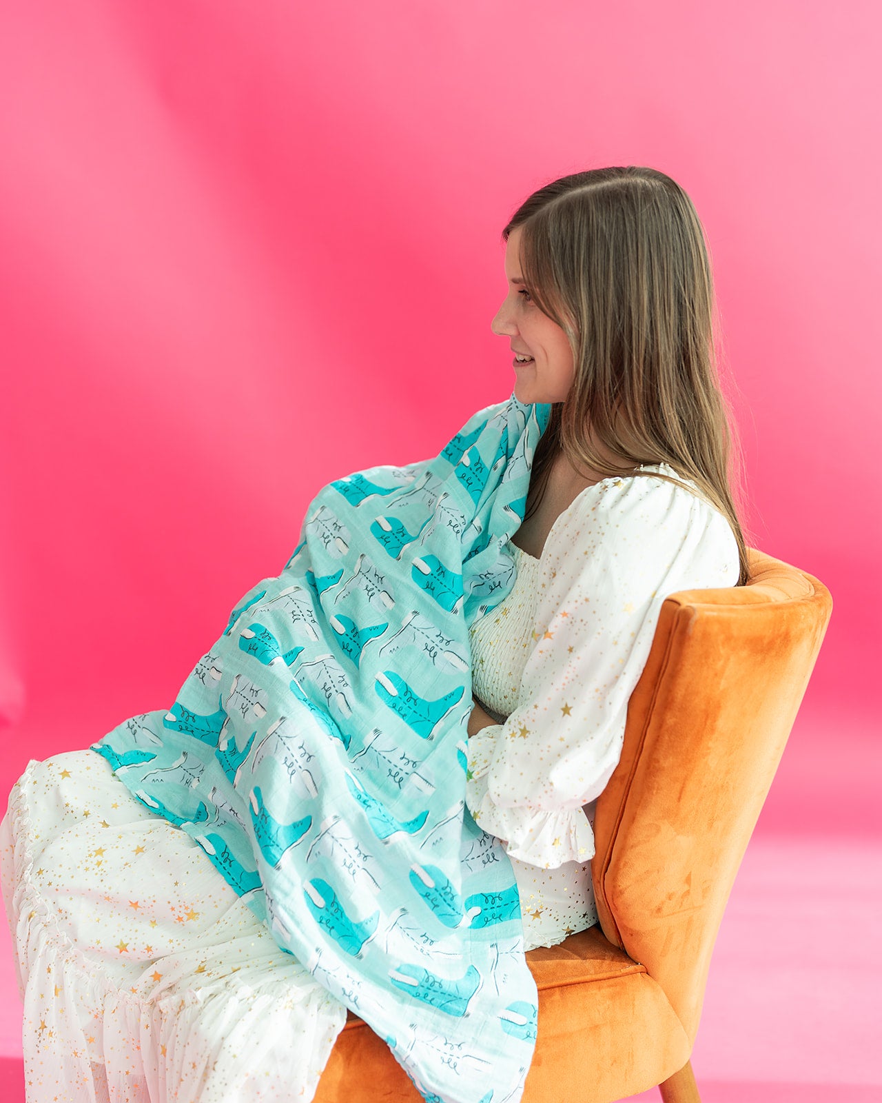 Green Boots Muslin Swaddle