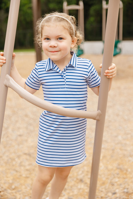 Alternating Blue Stripes Polo Dress (FINAL SALE)