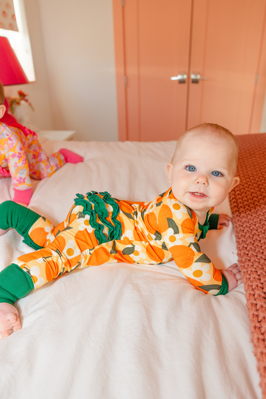 Tangerine Premium Ruffle Romper (FINAL SALE)