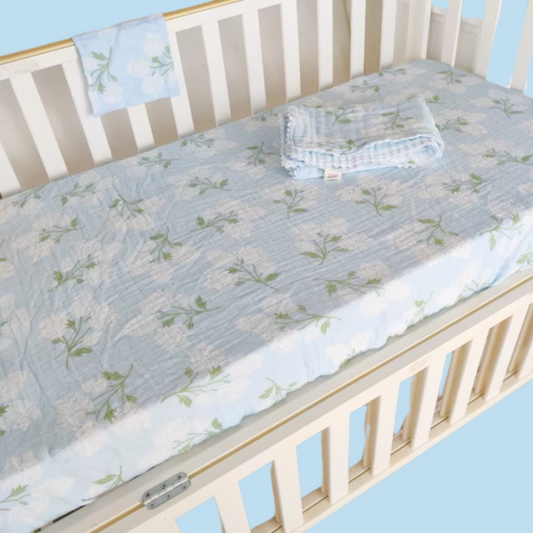 Hydrangea Muslin Crib Sheet