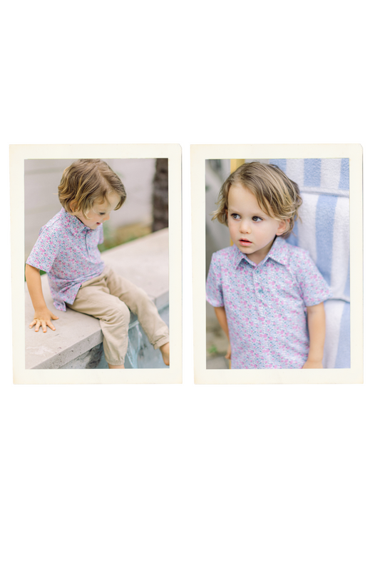 Pink and Blue Floral Boys' Polo