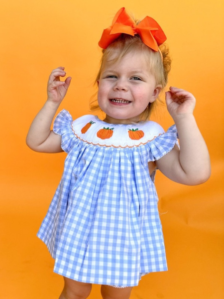 Little girls in apple collared bubble and dress