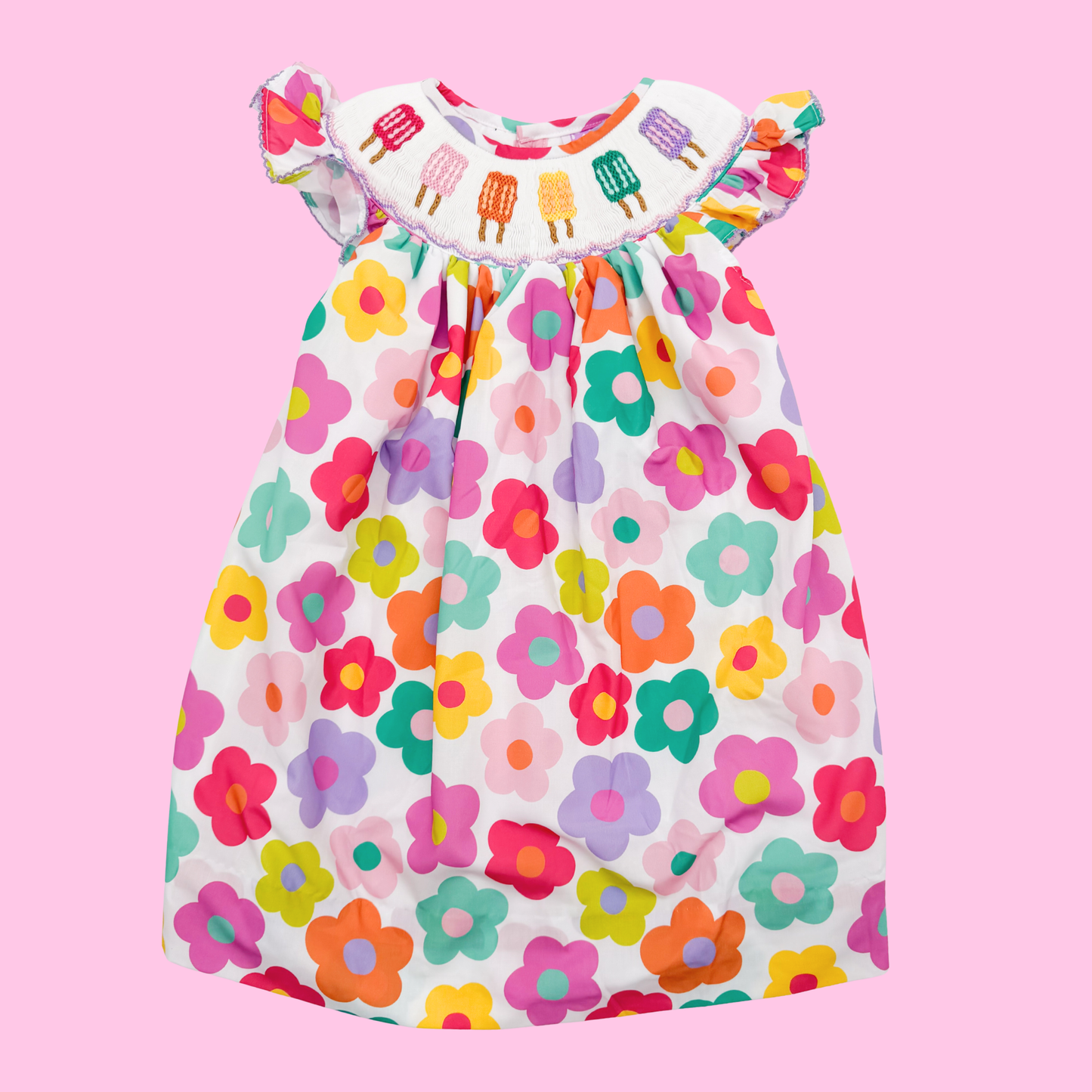 smocked baby dresses Colorful Floral Popsicle Smocked Dress I Poppy Kids Co 4t