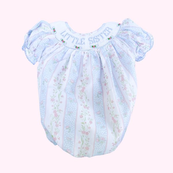 トップス POPPY BALLOON RIBBON CAMI (BLUE) Blue Striped Little Sister Smocked Bubble I Poppy Kids Co