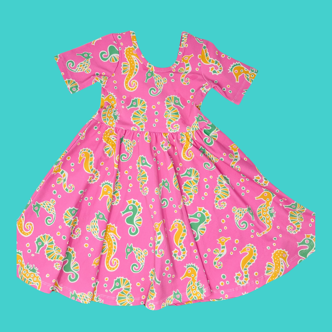 Pink Seahorse Twirl Dress