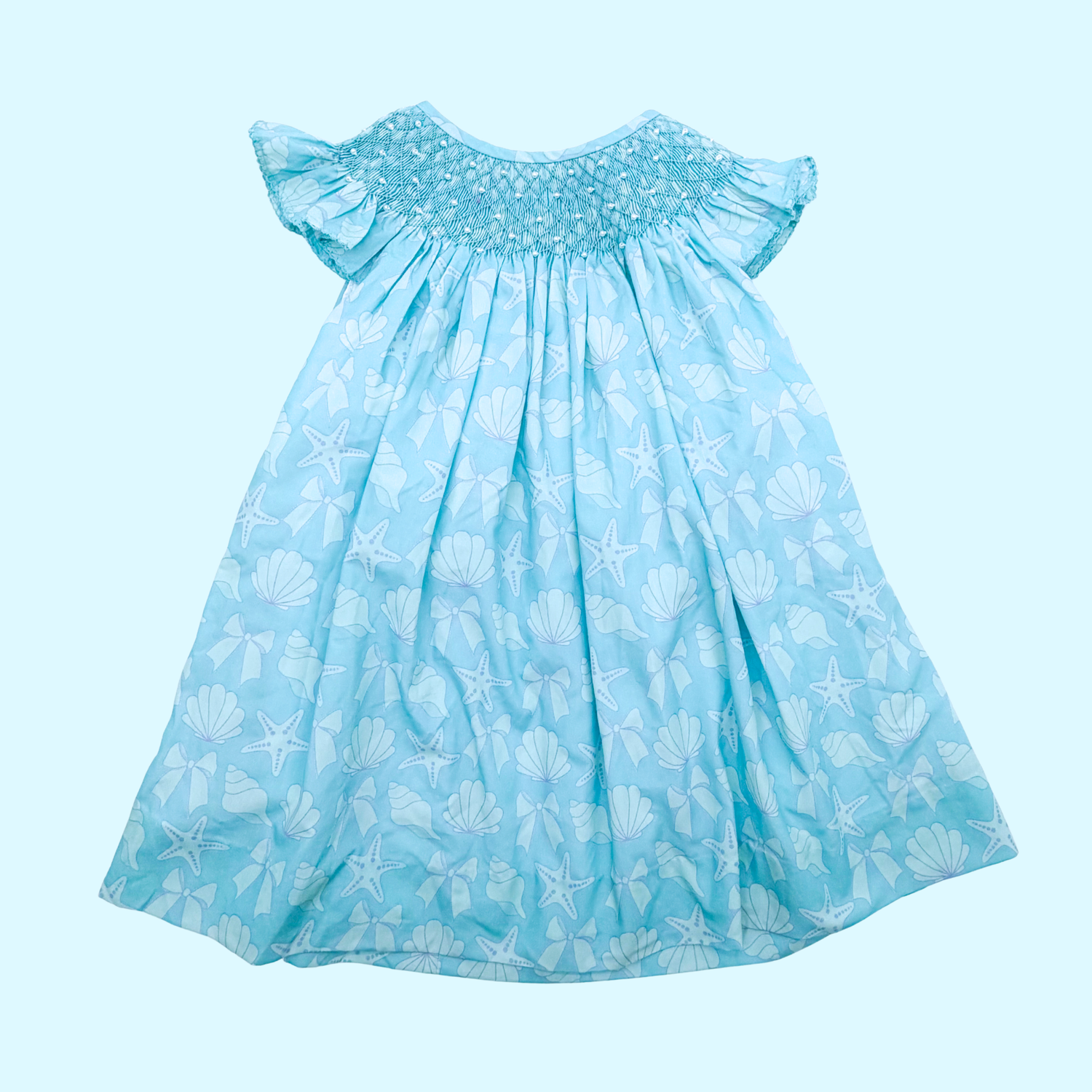 Blue Beach Shells Smocked Dress I Poppy Kids Co 3t Blue Beach Shells Smocked Dress I Poppy Kids Co 3t