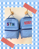 COLOR BLOCK Initials Blue Gingham Backpack (SHIPS MID JULY)