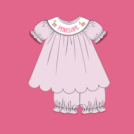 Personalized Pink Fiesta Diaper Cover Set PREORDER (Ships Early/Mid August)