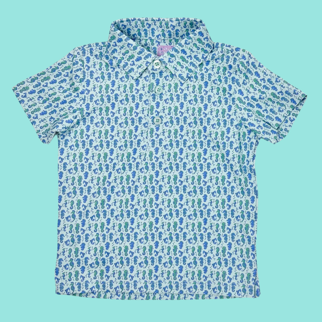 Blue Seahorse Boys' Polo