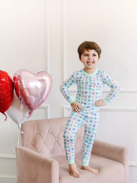 Girl & boy bamboo pajamas for Valentine's!