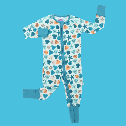 Blue Seaside Zipper Romper